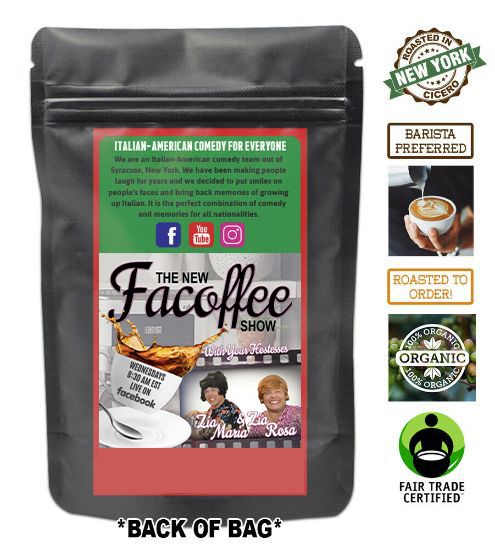 Picture of Uncle Louie Variety Show FACOFFEE Italian Espresso Roasted Coffee Beans Organic 12 Oz